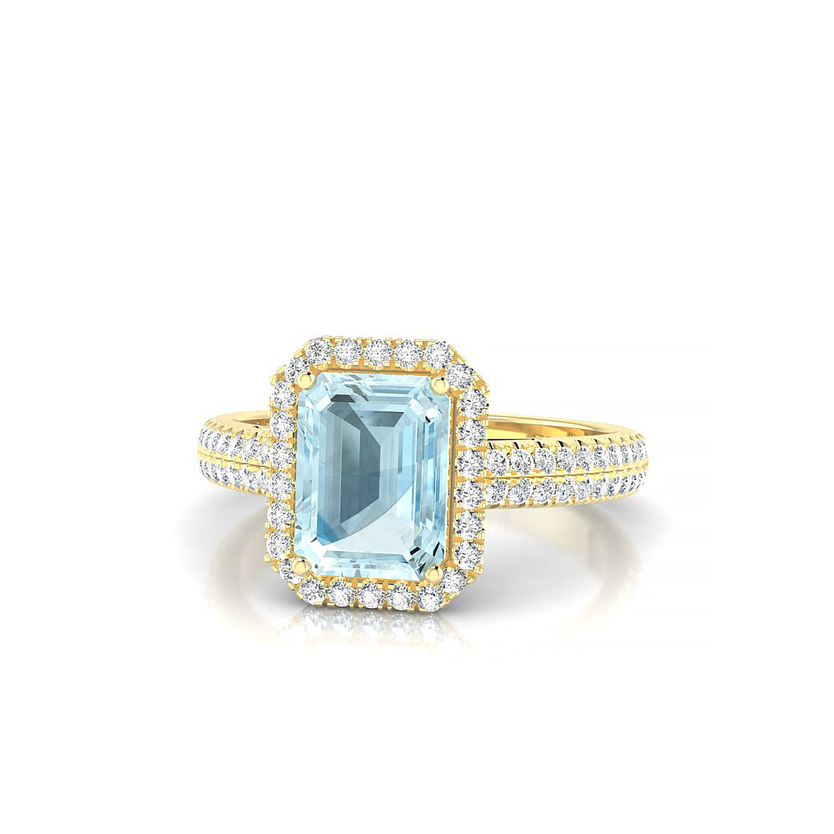 Celeste | 18k Yellow Gold 8 x 6 mm Emerald Aquamarine Ring
