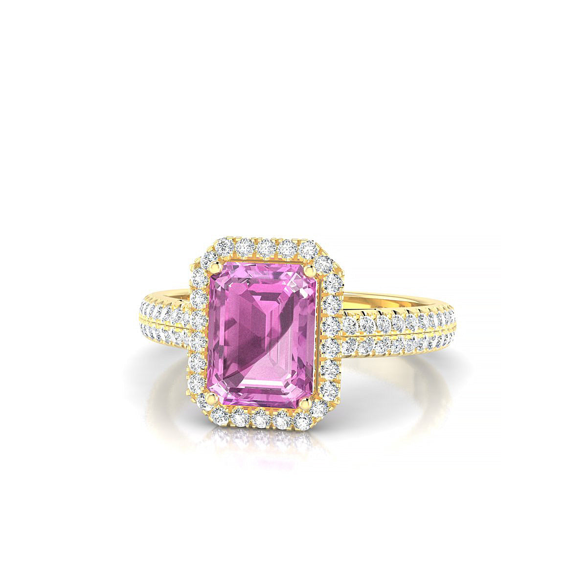 Celeste | 18k Yellow Gold 8 x 6 mm Emerald Pink Sapphire Ring