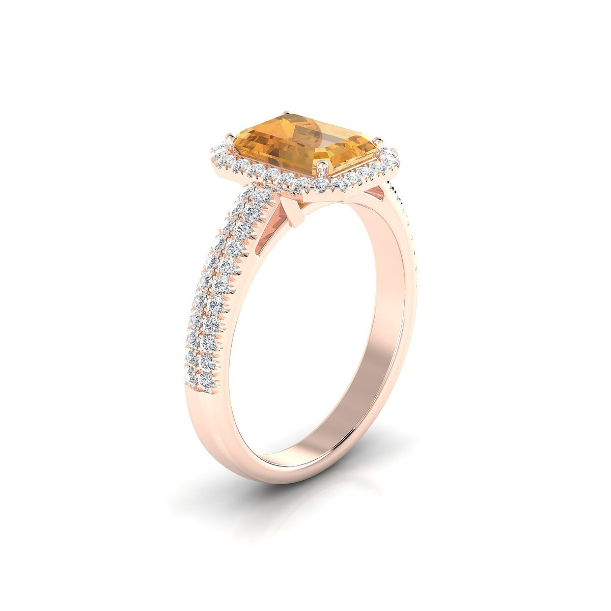 Celeste | 18k Rose Gold 8 x 6 mm Emerald Citrine Ring