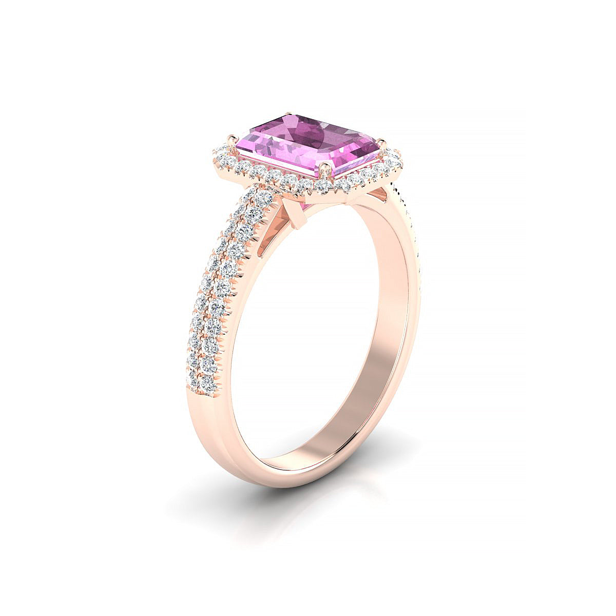 Celeste | 18k Rose Gold 8 x 6 mm Emerald Pink Sapphire Ring