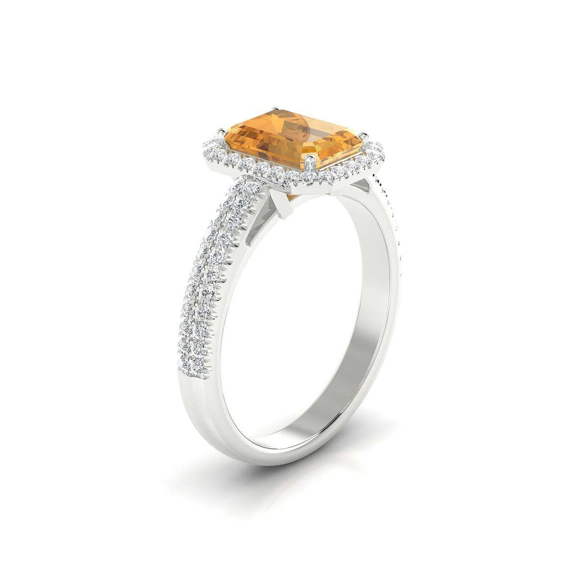 Celeste | 18k White Gold 8 x 6 mm Emerald Citrine Ring
