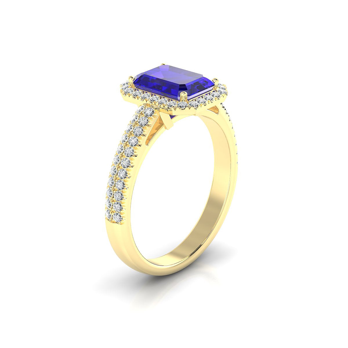 Celeste | 18k Yellow Gold 8 x 6 mm Emerald Tanzanite Ring