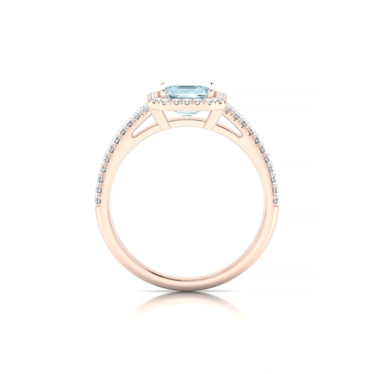 Celeste | 18k Rose Gold 8 x 6 mm Emerald Aquamarine Ring