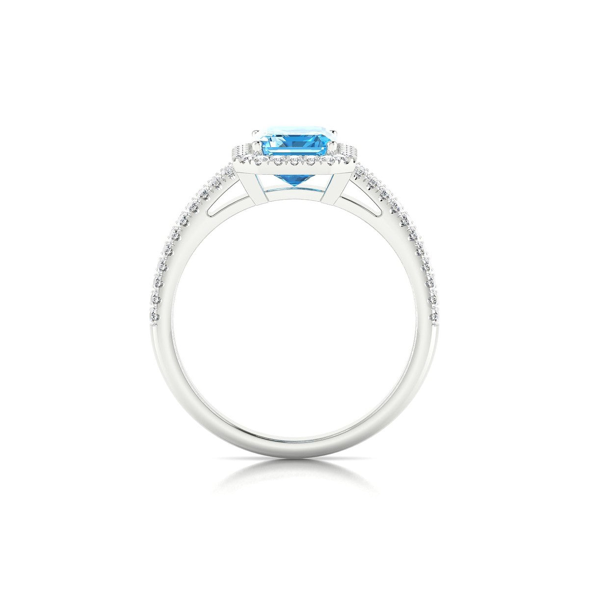 Celeste | 18k White Gold 8 x 6 mm Emerald Topaz Ring