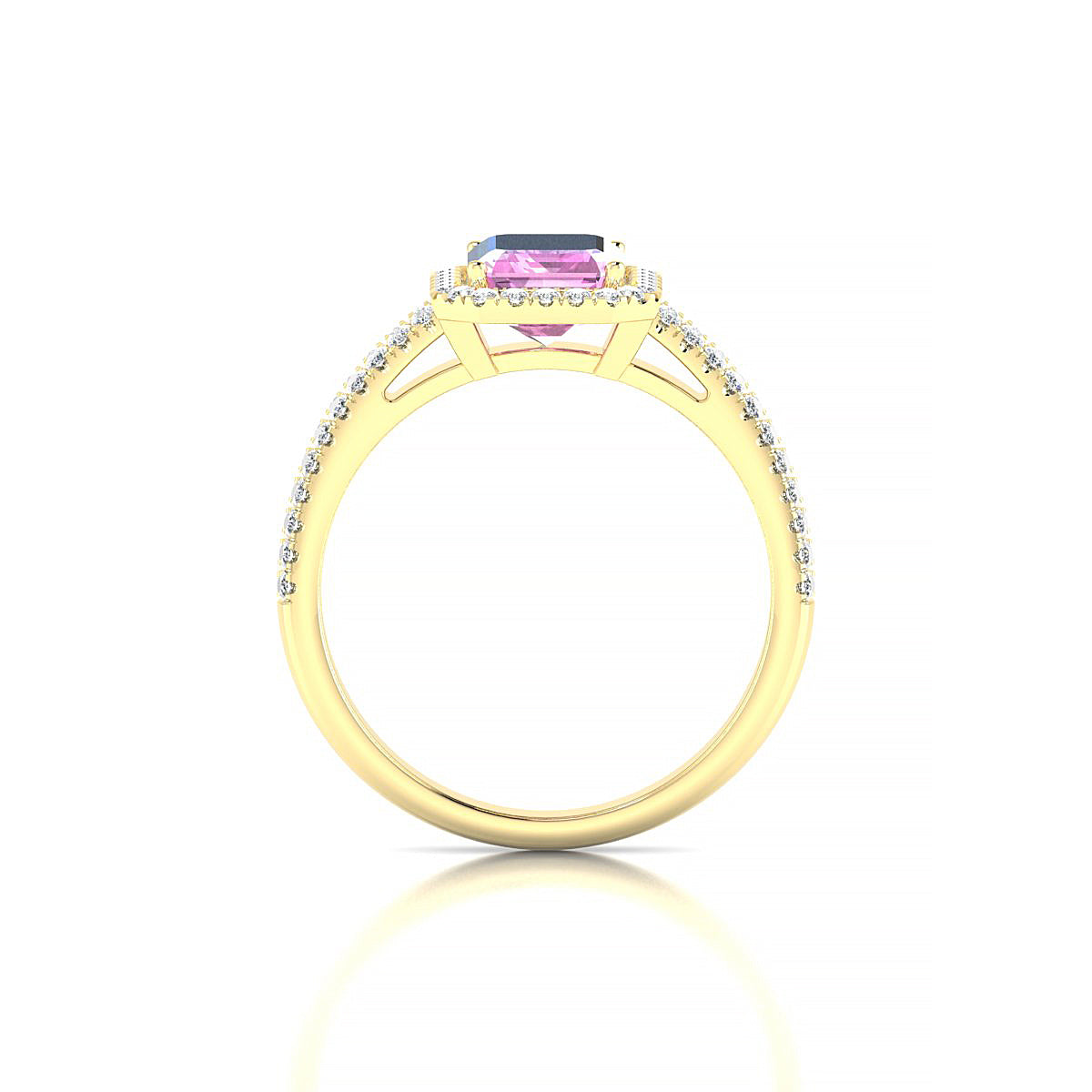 Celeste | 18k Yellow Gold 8 x 6 mm Emerald Pink Sapphire Ring