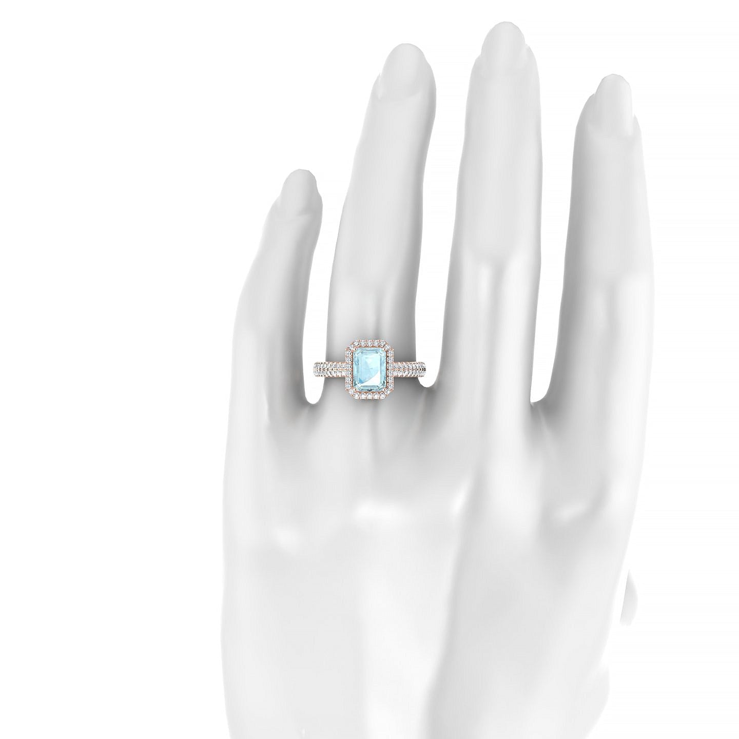 Celeste | 18k Rose Gold 8 x 6 mm Emerald Aquamarine Ring