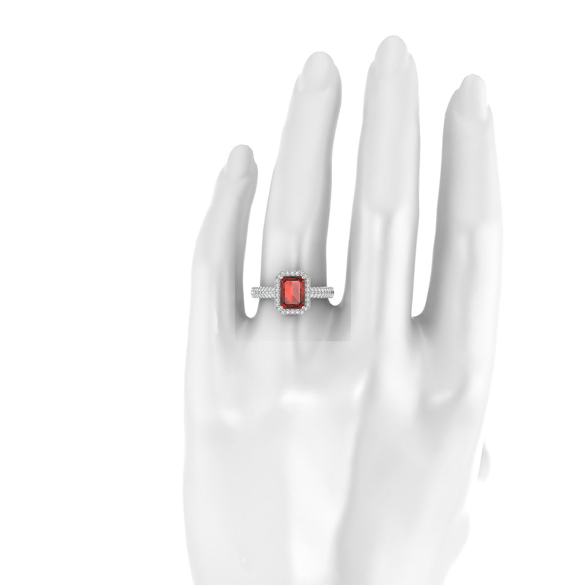 Celeste | 18k White Gold 8 x 6 mm Emerald Garnet Ring