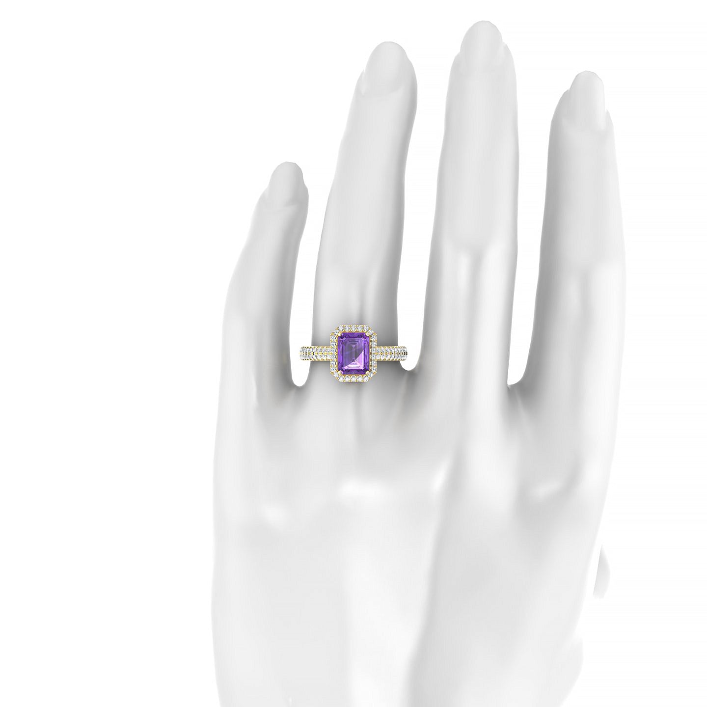 Celeste | 18k Yellow Gold 8 x 6 mm Emerald Amethyst Ring
