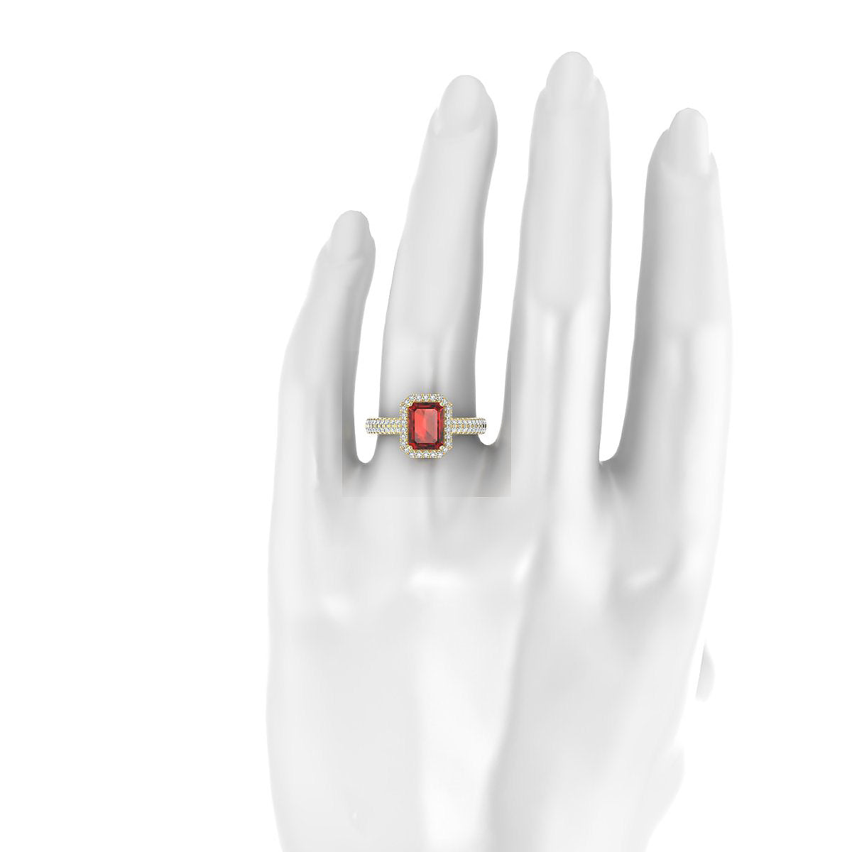Celeste | 18k Yellow Gold 8 x 6 mm Emerald Garnet Ring