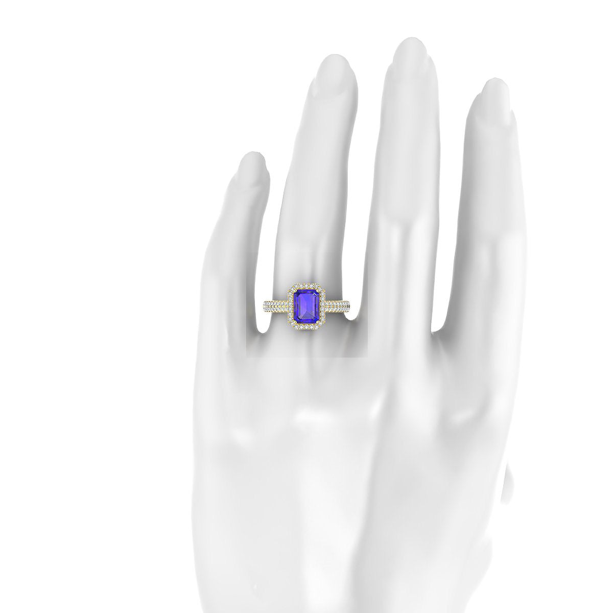 Celeste | 18k Yellow Gold 8 x 6 mm Emerald Tanzanite Ring