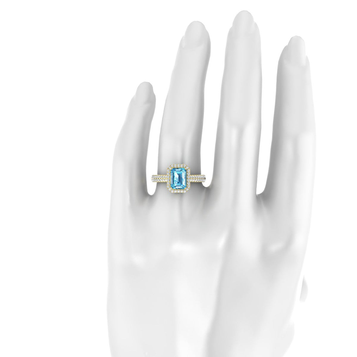 Celeste | 18k Yellow Gold 8 x 6 mm Emerald Topaz Ring
