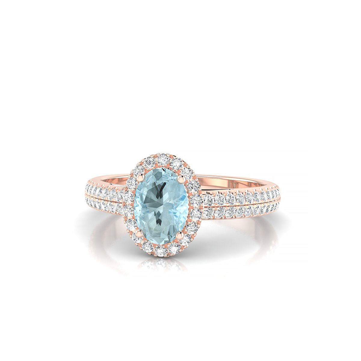 Celeste | 18k Rose Gold 7 x 5 mm Oval Aquamarine Ring
