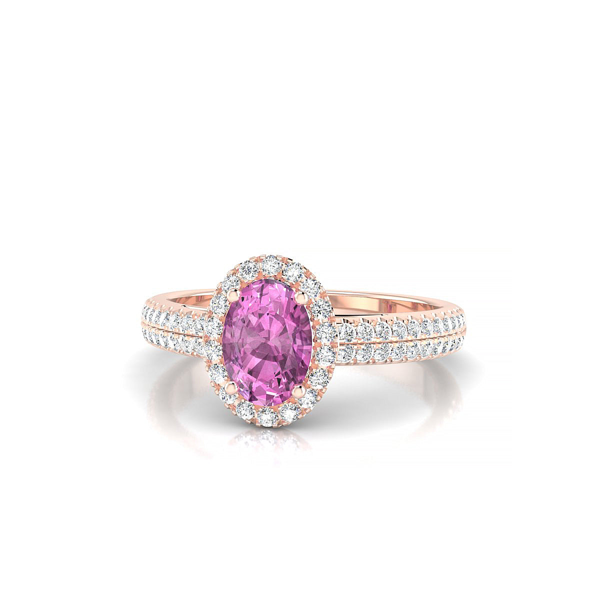 Celeste | 18k Rose Gold 7 x 5 mm Oval Pink Sapphire Ring