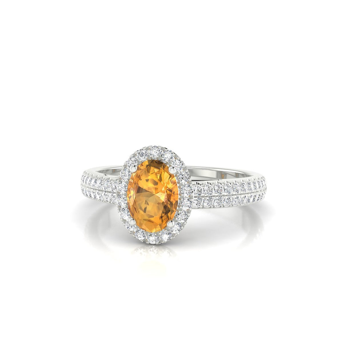 Celeste | 18k White Gold 7 x 5 mm Oval Citrine Ring