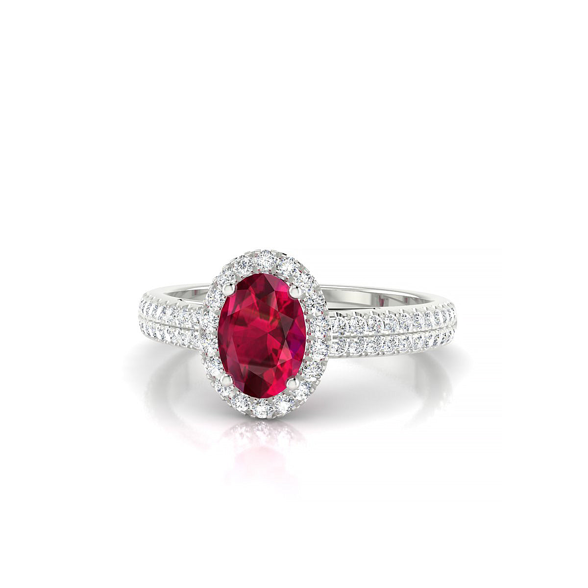 Celeste | 18k White Gold 7 x 5 mm Oval Ruby Ring