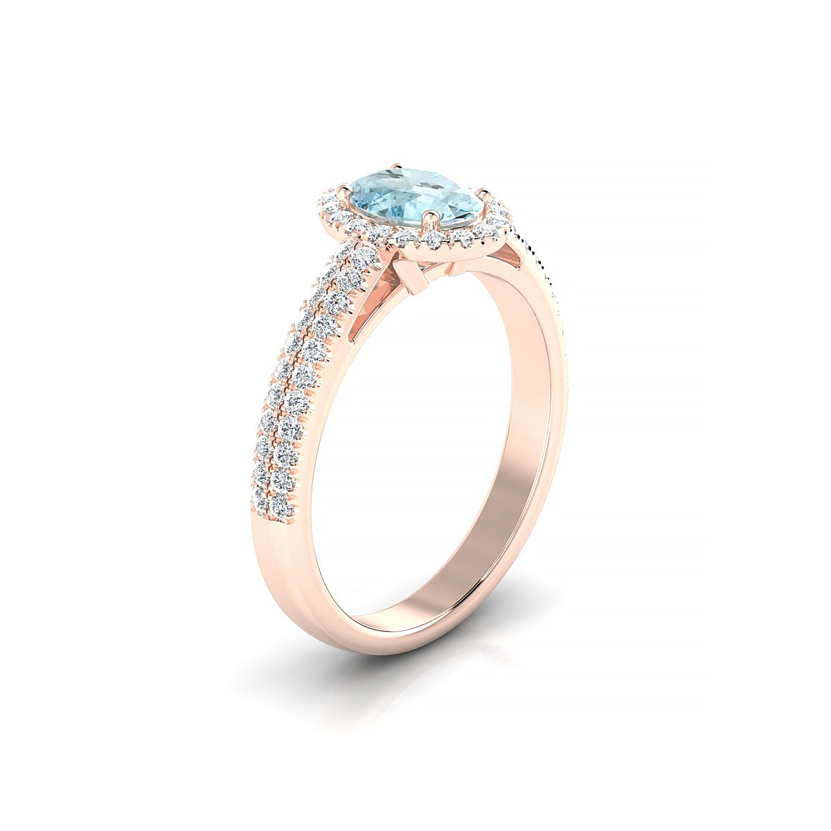 Celeste | 18k Rose Gold 7 x 5 mm Oval Aquamarine Ring
