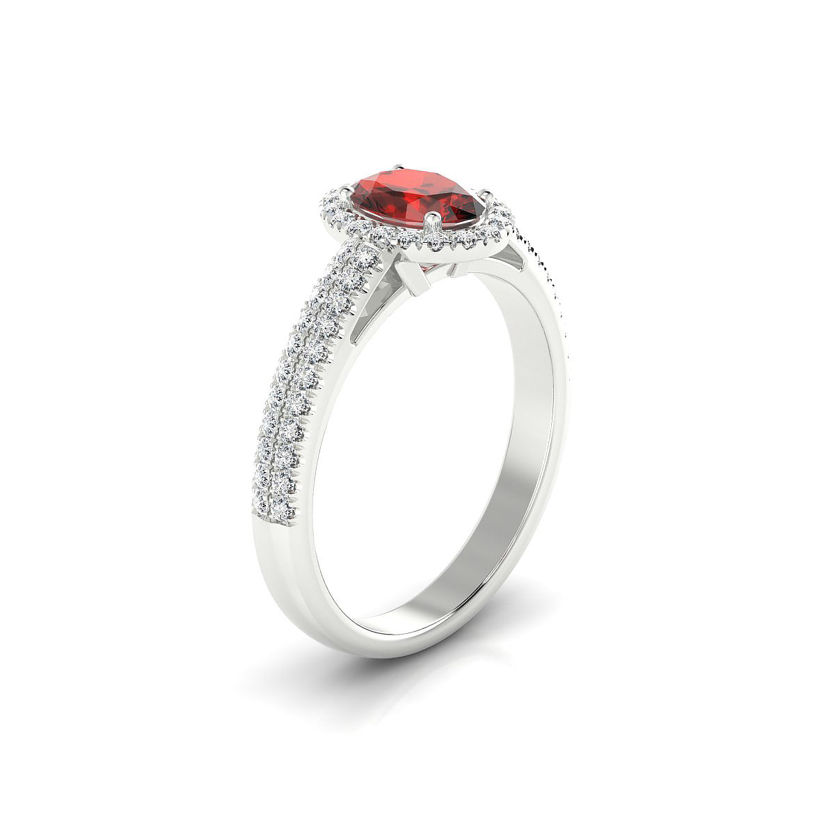 Celeste | 18k White Gold 7 x 5 mm Oval Garnet Ring