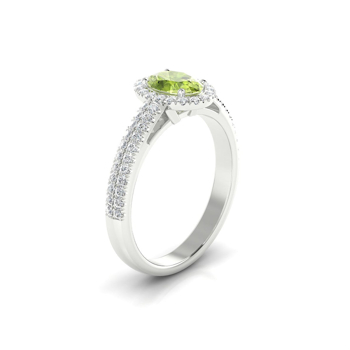 Celeste | 18k White Gold 7 x 5 mm Oval Peridot Ring