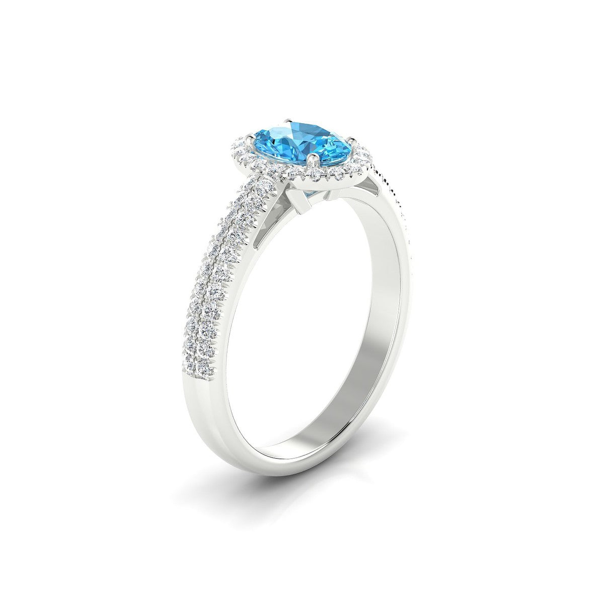 Celeste | 18k White Gold 7 x 5 mm Oval Topaz Ring