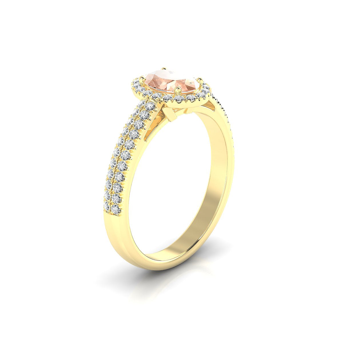 Celeste | 18k Yellow Gold 7 x 5 mm Oval Morganite Ring