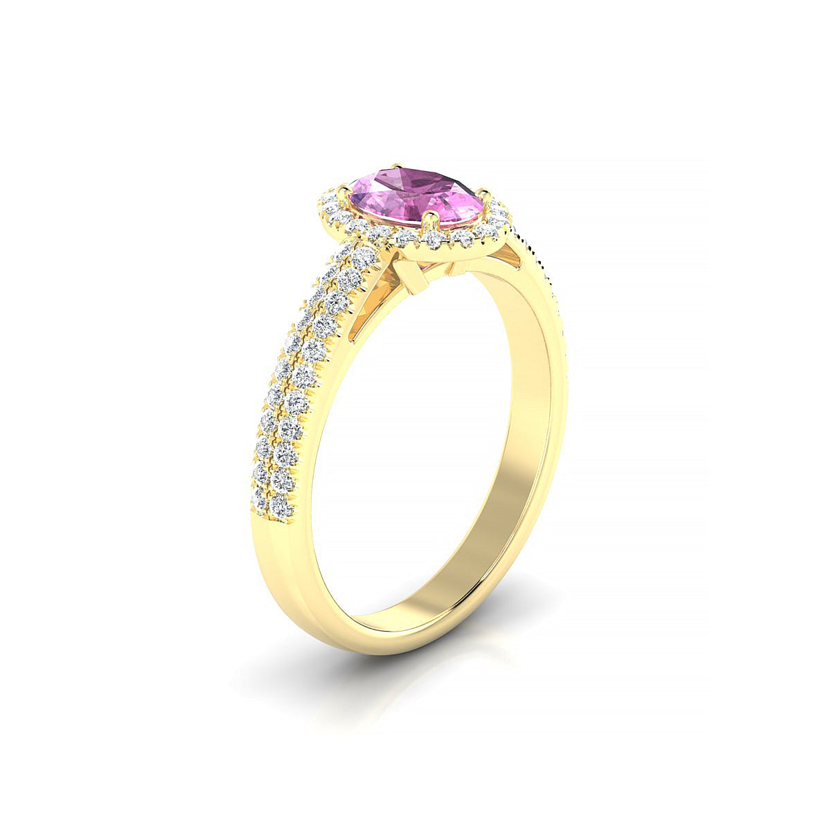 Celeste | 18k Yellow Gold 7 x 5 mm Oval Pink Sapphire Ring