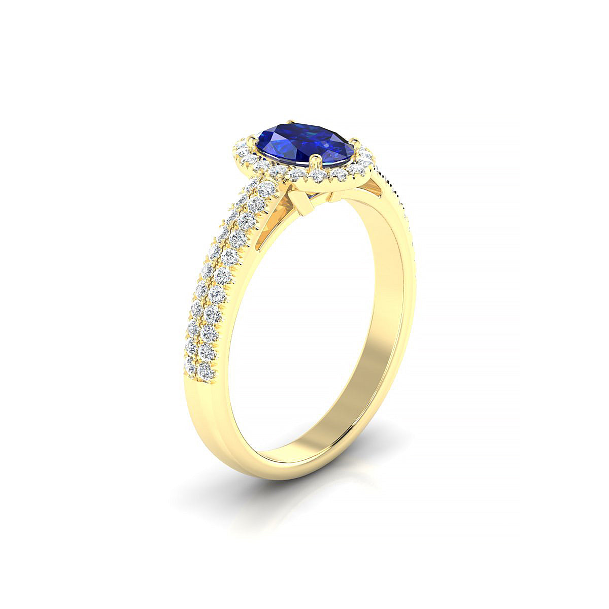 Celeste | 18k Yellow Gold 7 x 5 mm Oval Sapphire Ring