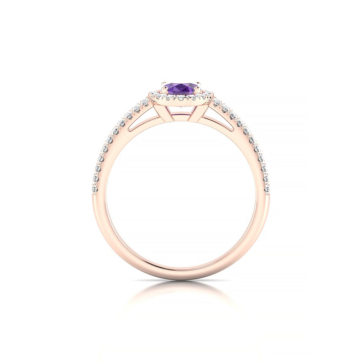 Celeste | 18k Rose Gold 7 x 5 mm Oval Amethyst Ring