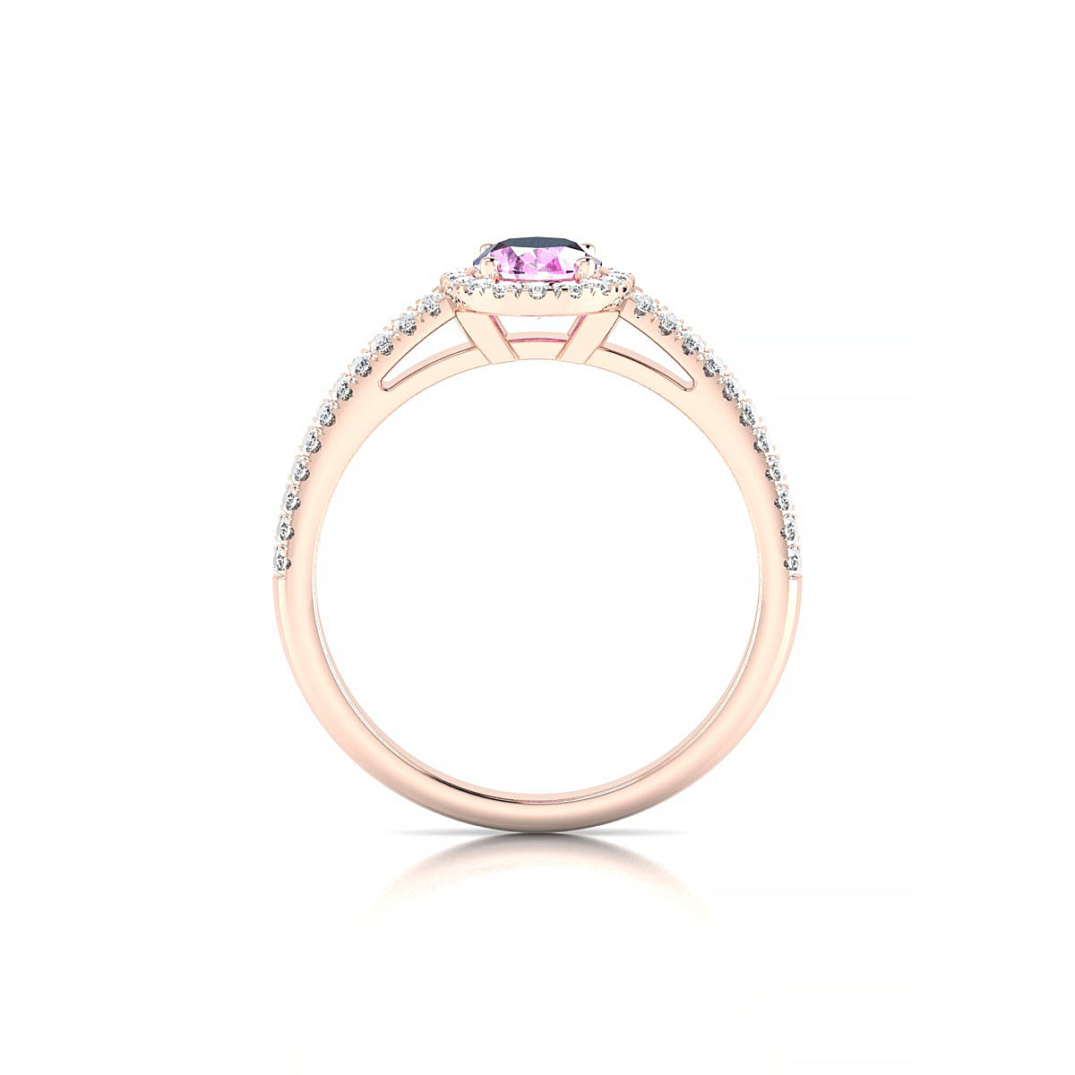 Celeste | 18k Rose Gold 7 x 5 mm Oval Pink Sapphire Ring