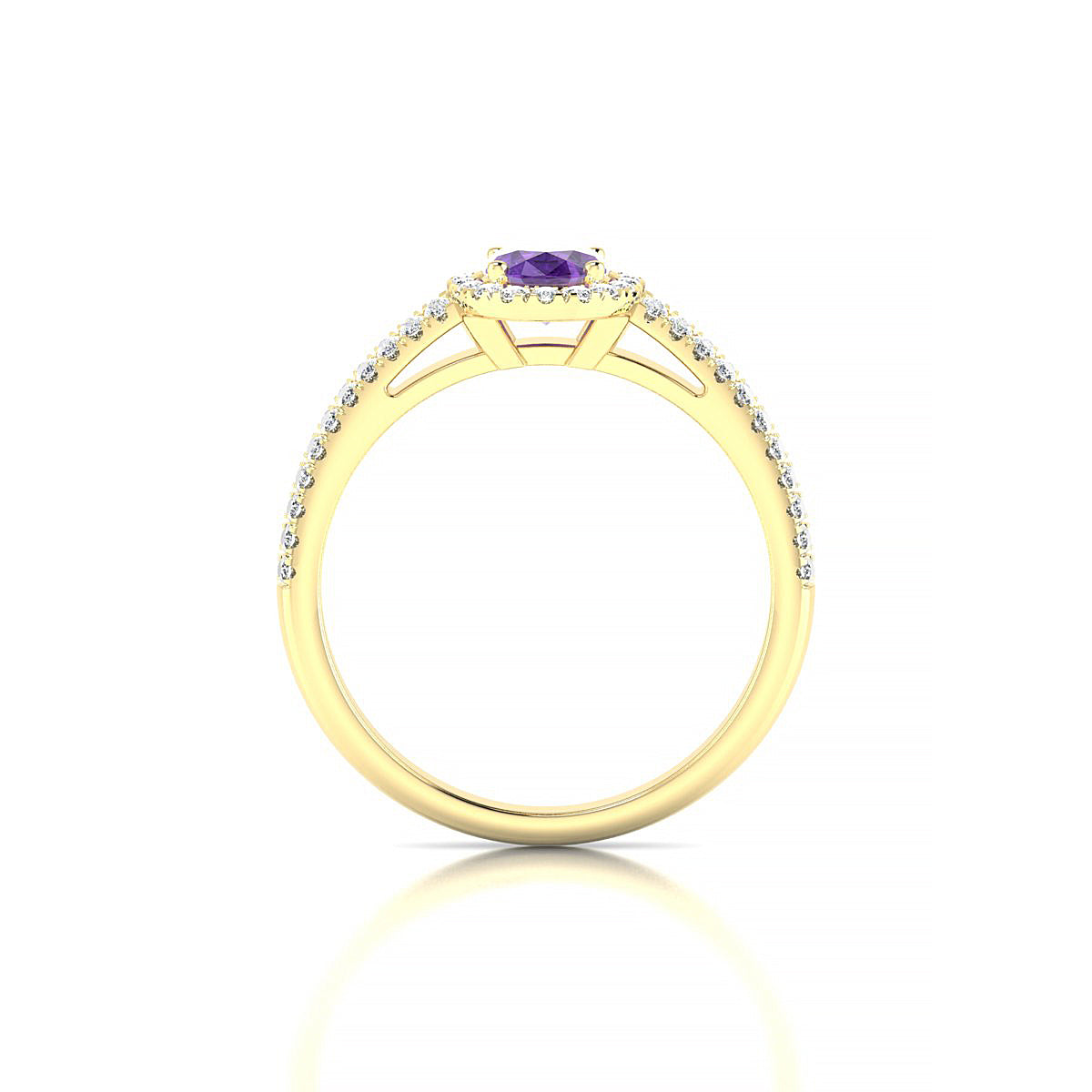 Celeste | 18k Yellow Gold 7 x 5 mm Oval Amethyst Ring