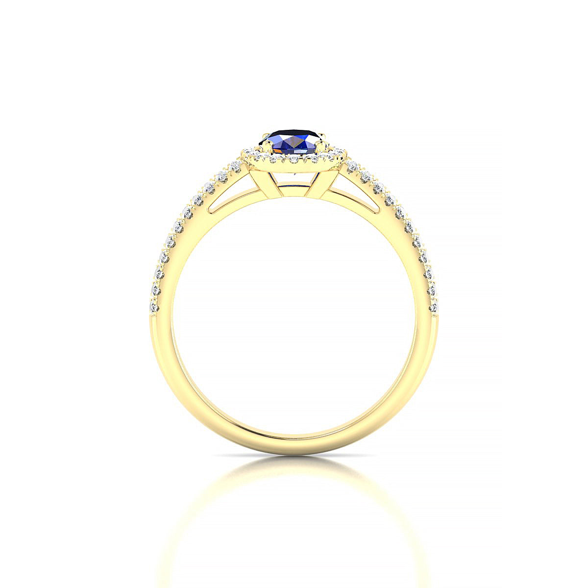 Celeste | 18k Yellow Gold 7 x 5 mm Oval Sapphire Ring