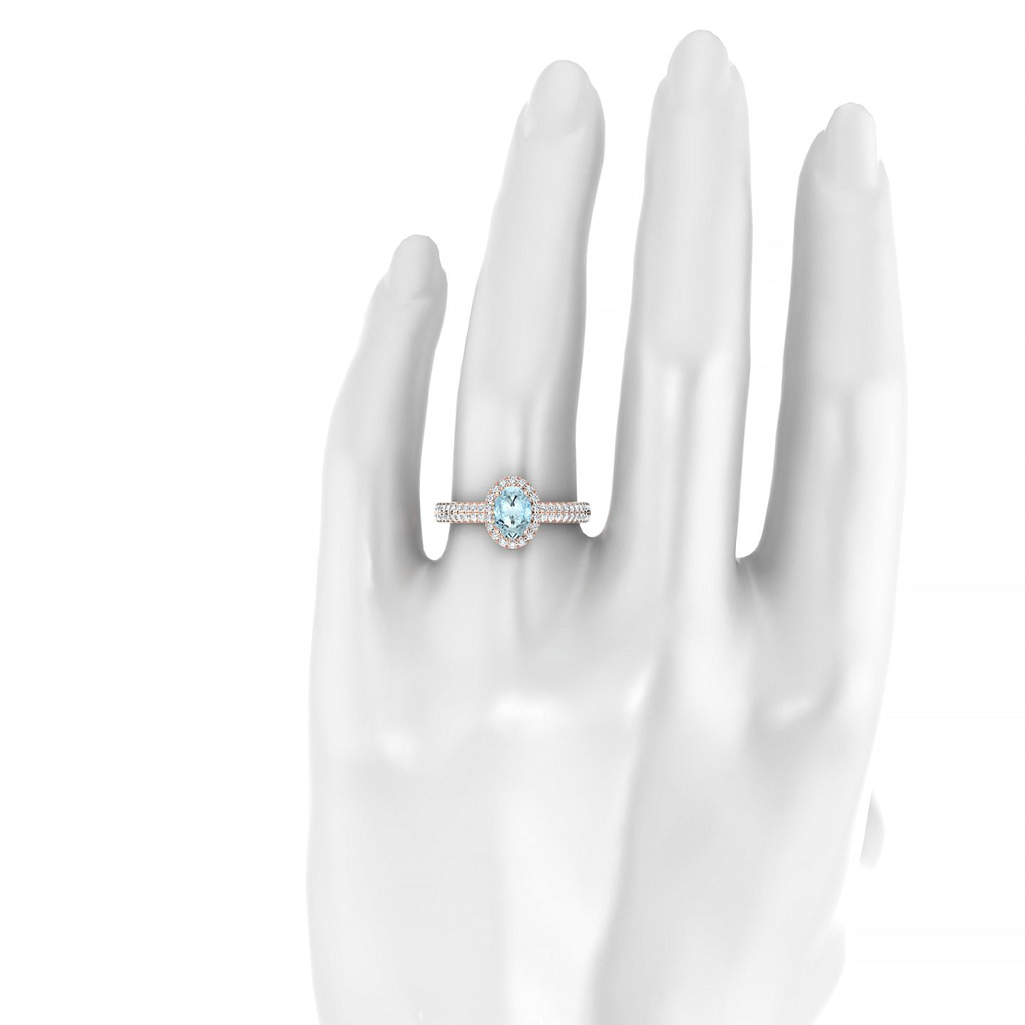 Celeste | 18k Rose Gold 7 x 5 mm Oval Aquamarine Ring