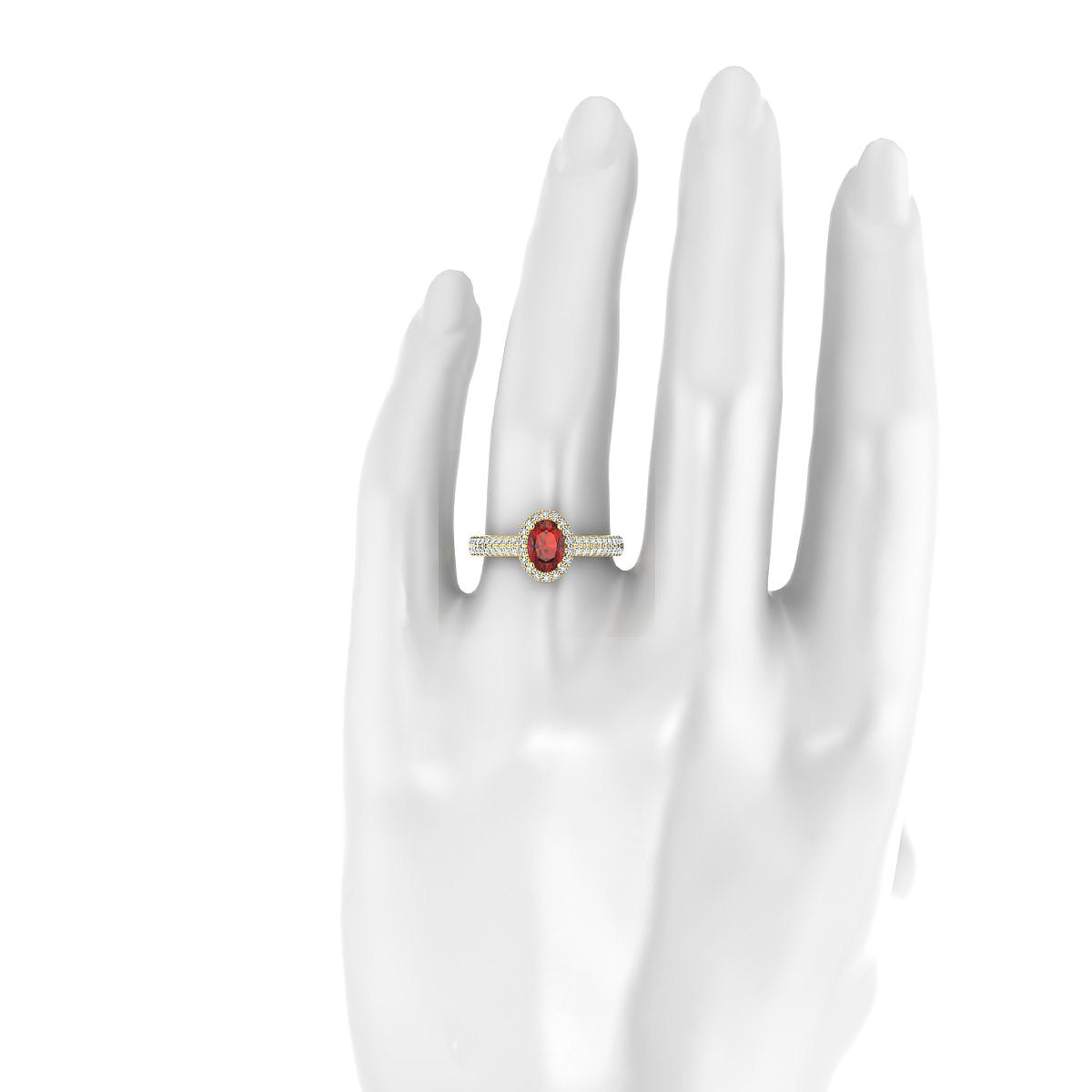 Celeste | 18k Yellow Gold 7 x 5 mm Oval Garnet Ring