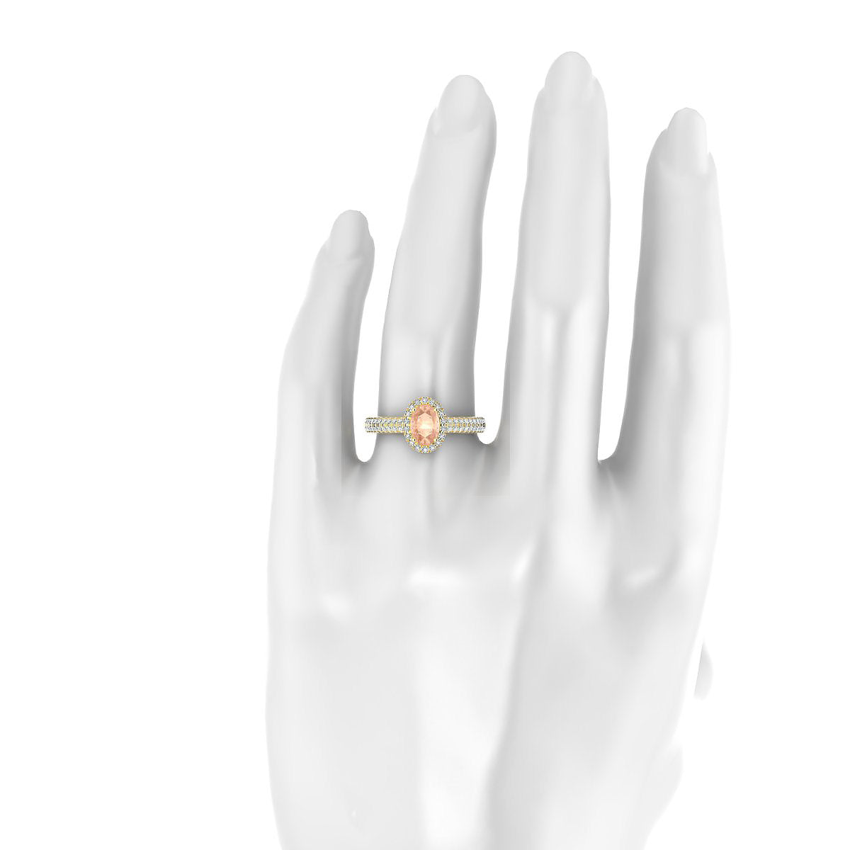 Celeste | 18k Yellow Gold 7 x 5 mm Oval Morganite Ring