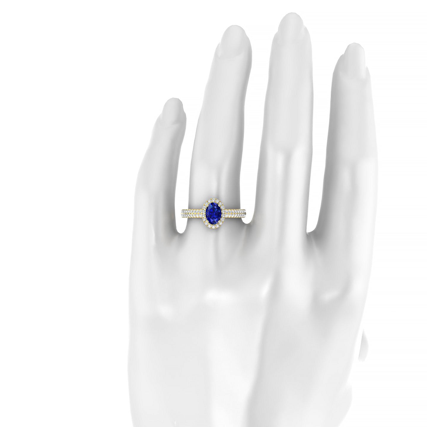 Celeste | 18k Yellow Gold 7 x 5 mm Oval Sapphire Ring