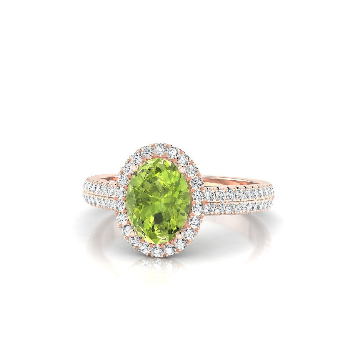 Celeste | 18k Rose Gold 8 x 6 mm Oval Peridot Ring
