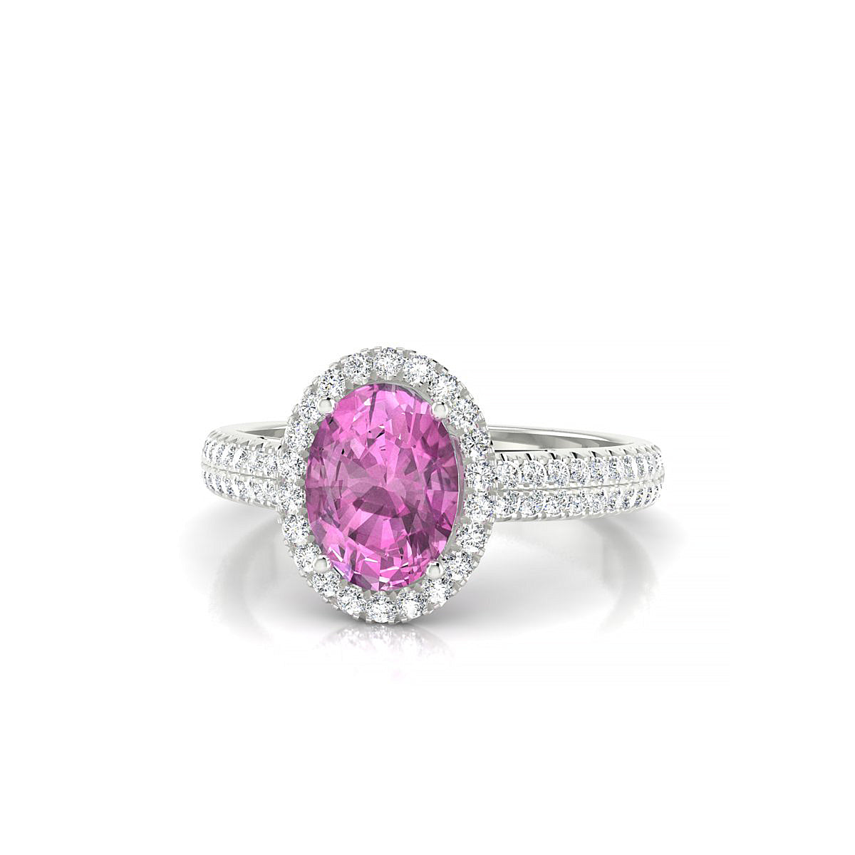 Celeste | 18k White Gold 8 x 6 mm Oval Pink Sapphire Ring