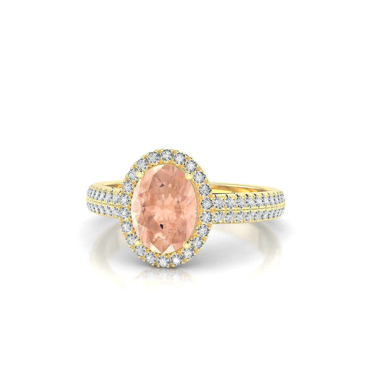 Celeste | 18k Yellow Gold 8 x 6 mm Oval Morganite Ring