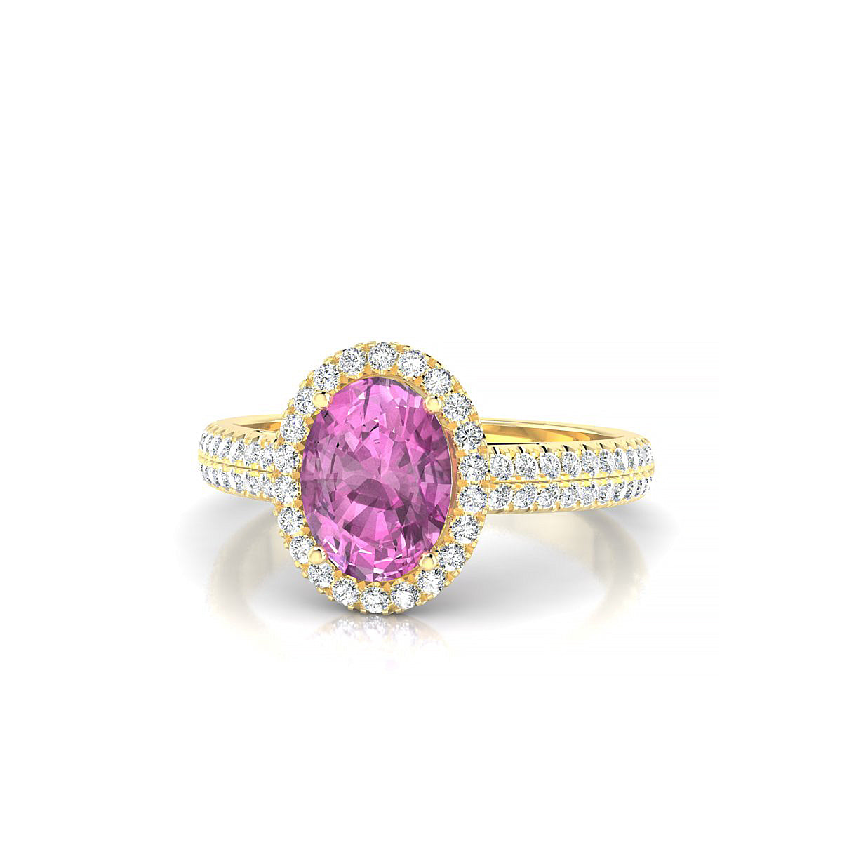 Celeste | 18k Yellow Gold 8 x 6 mm Oval Pink Sapphire Ring