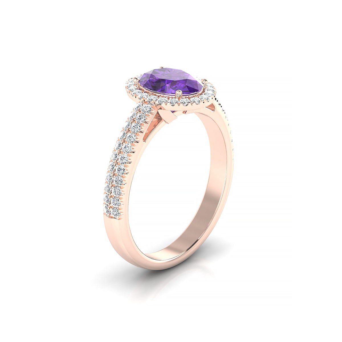 Celeste | 18k Rose Gold 8 x 6 mm Oval Amethyst Ring