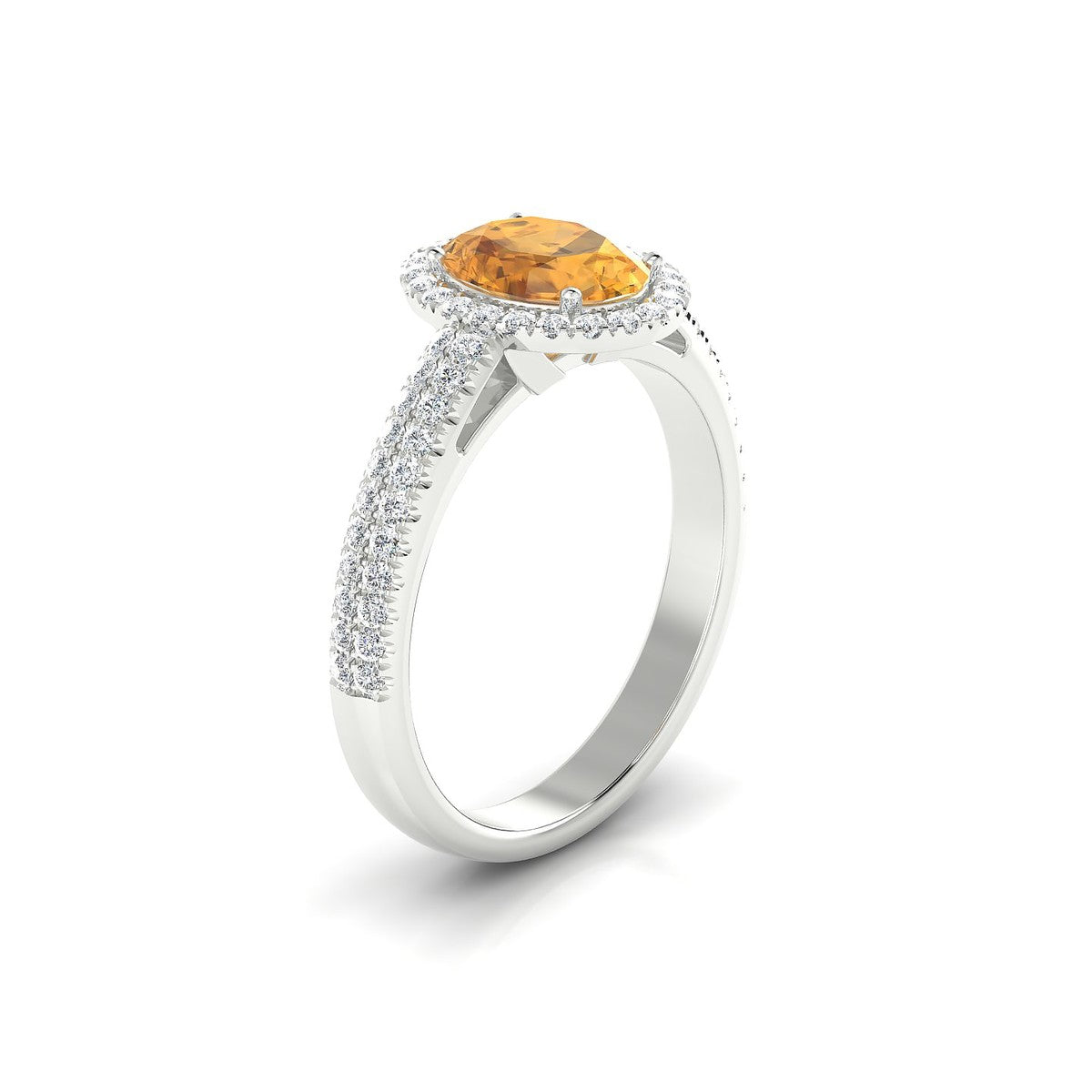 Celeste | 18k White Gold 8 x 6 mm Oval Citrine Ring