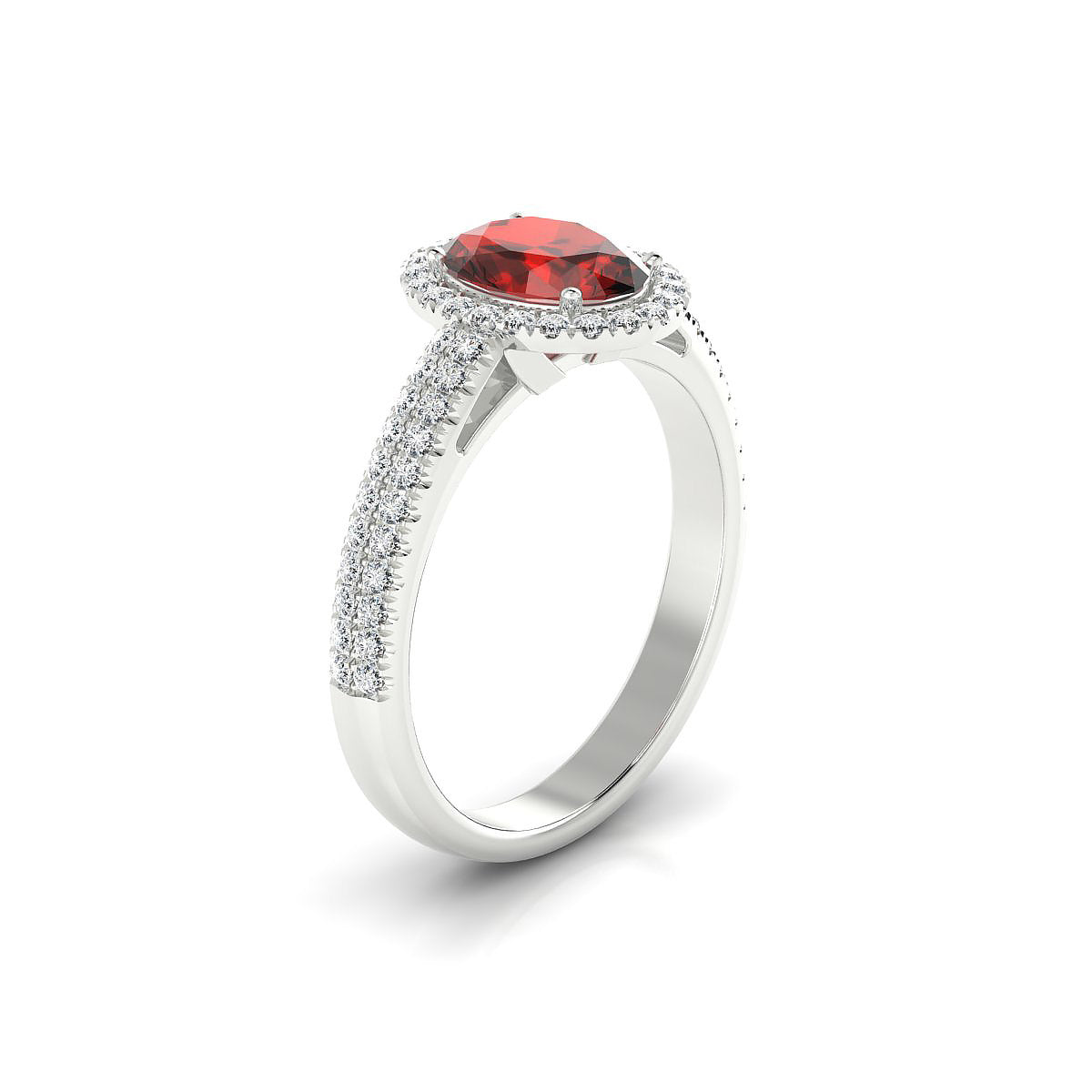 Celeste | 18k White Gold 8 x 6 mm Oval Garnet Ring