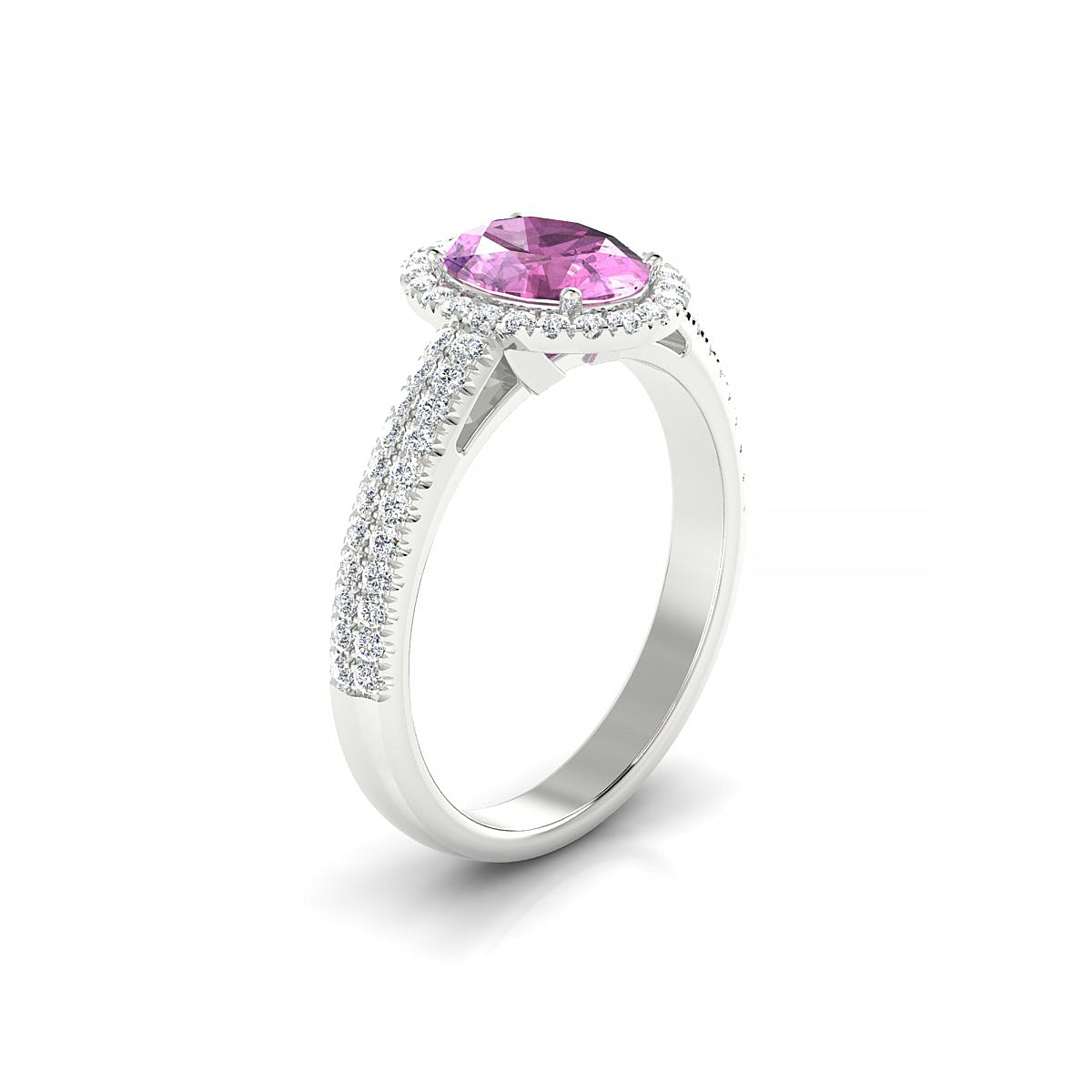Celeste | 18k White Gold 8 x 6 mm Oval Pink Sapphire Ring