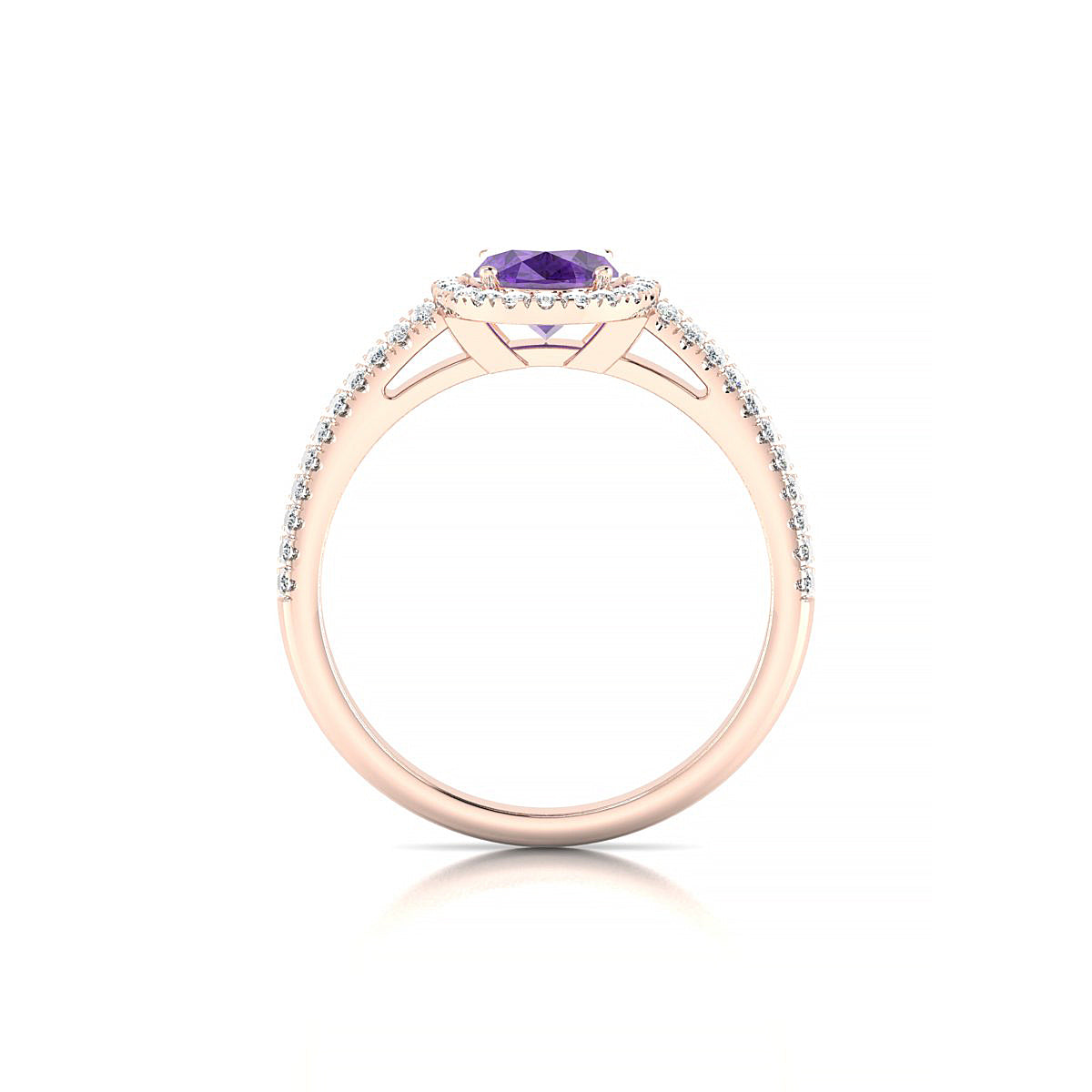Celeste | 18k Rose Gold 8 x 6 mm Oval Amethyst Ring