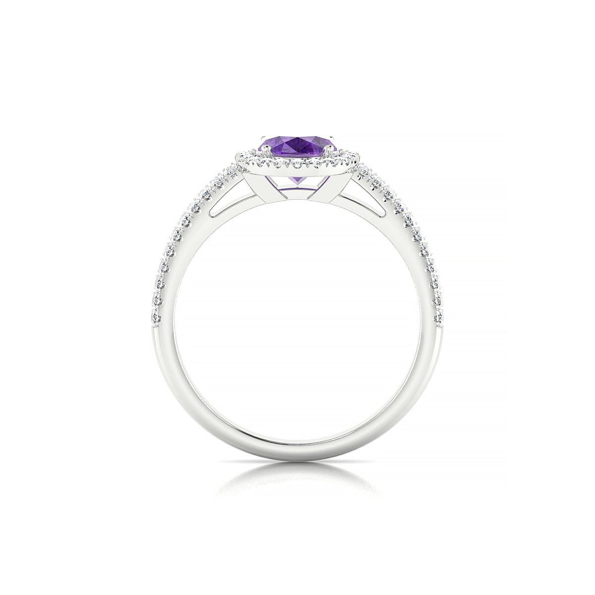 Celeste | 18k White Gold 8 x 6 mm Oval Amethyst Ring