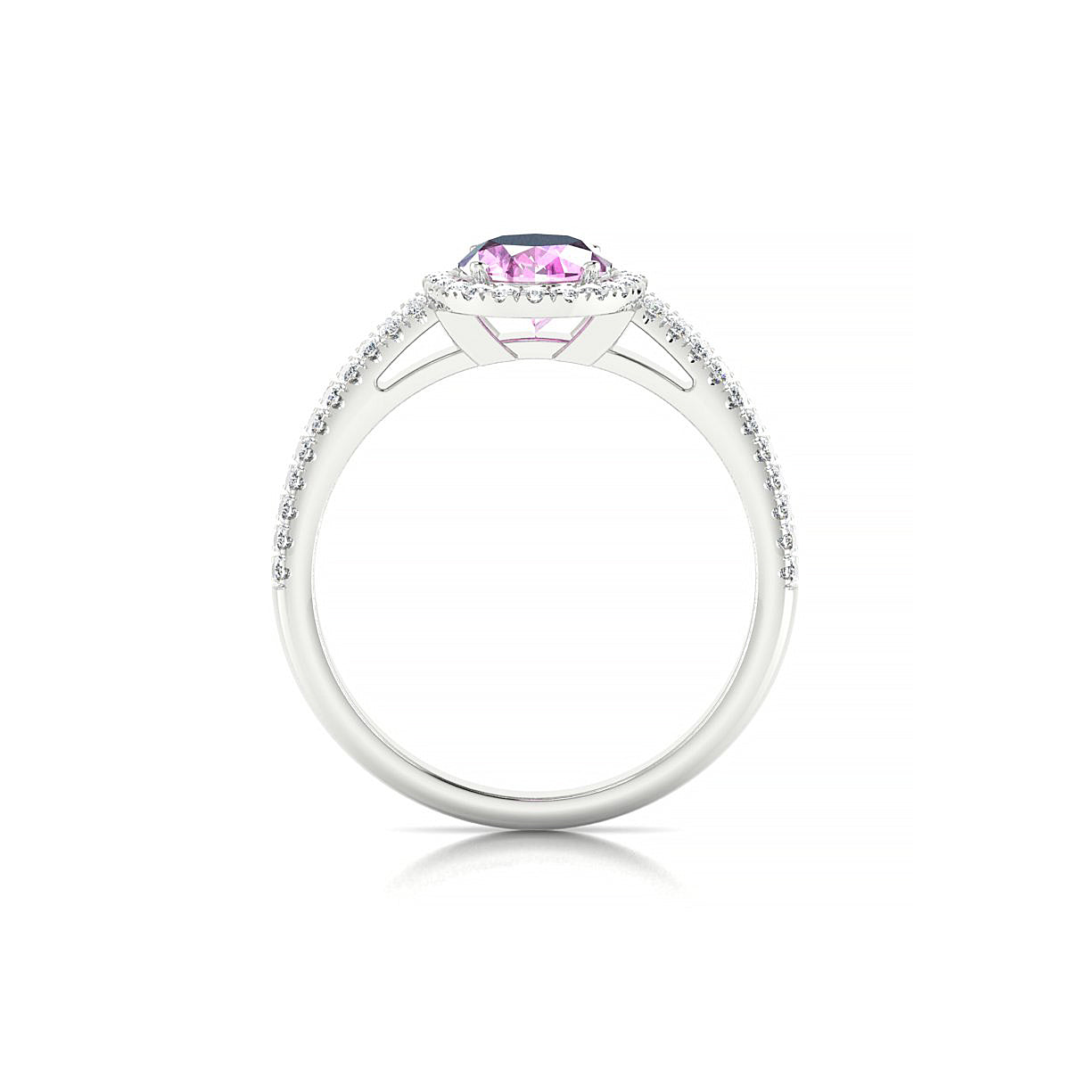 Celeste | 18k White Gold 8 x 6 mm Oval Pink Sapphire Ring