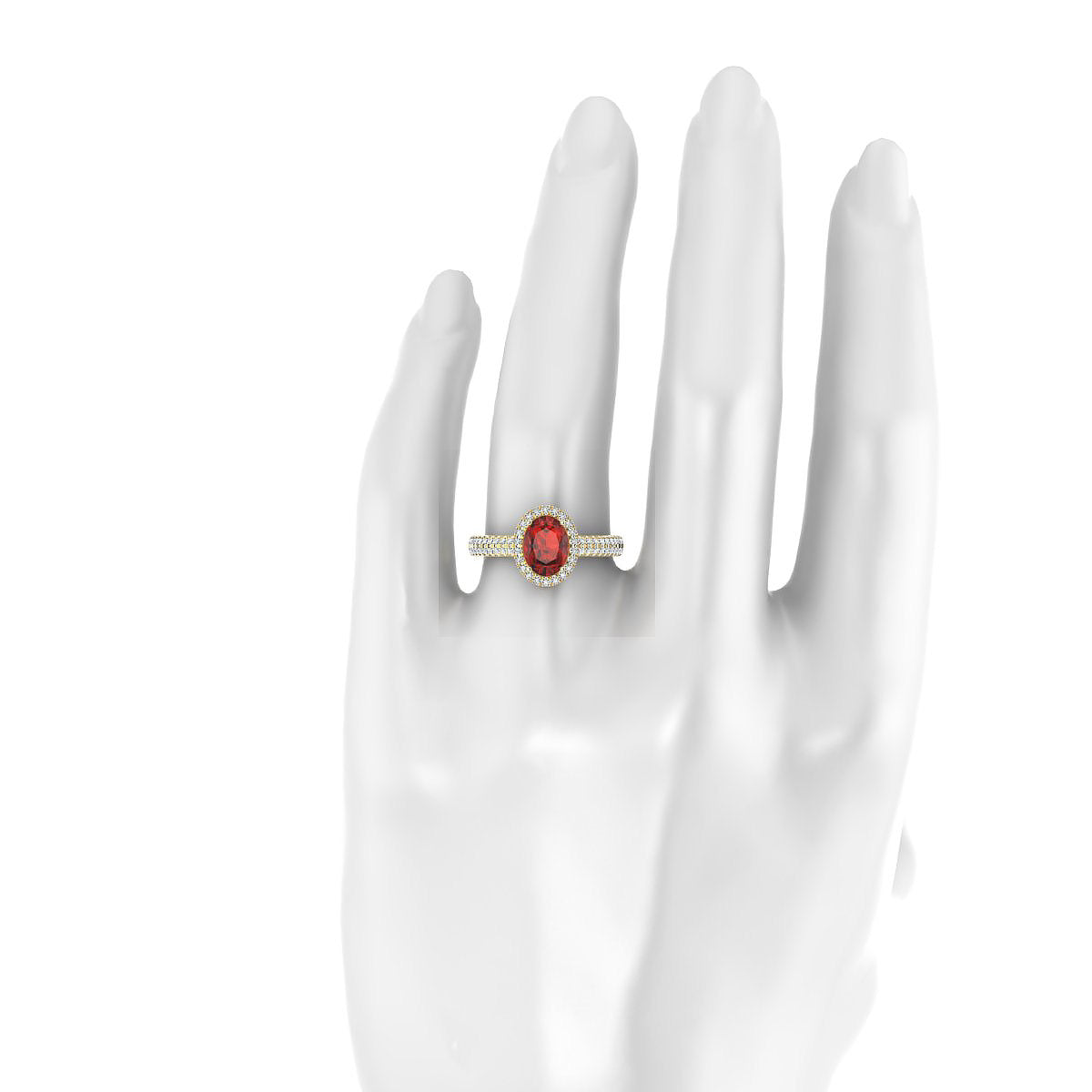 Celeste | 18k Yellow Gold 8 x 6 mm Oval Garnet Ring