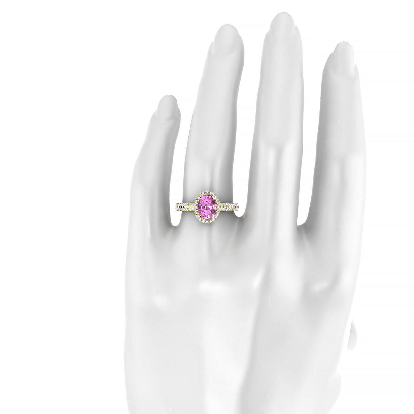 Celeste | 18k Yellow Gold 8 x 6 mm Oval Pink Sapphire Ring
