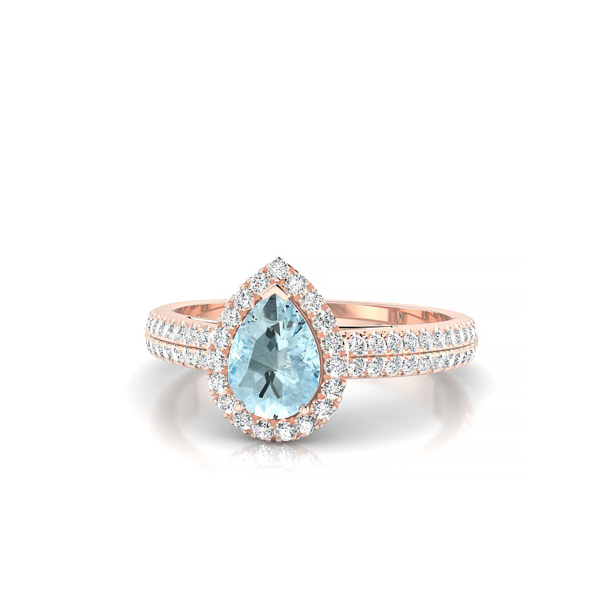Celeste | 18k Rose Gold 7 x 5 mm Pear Aquamarine Ring