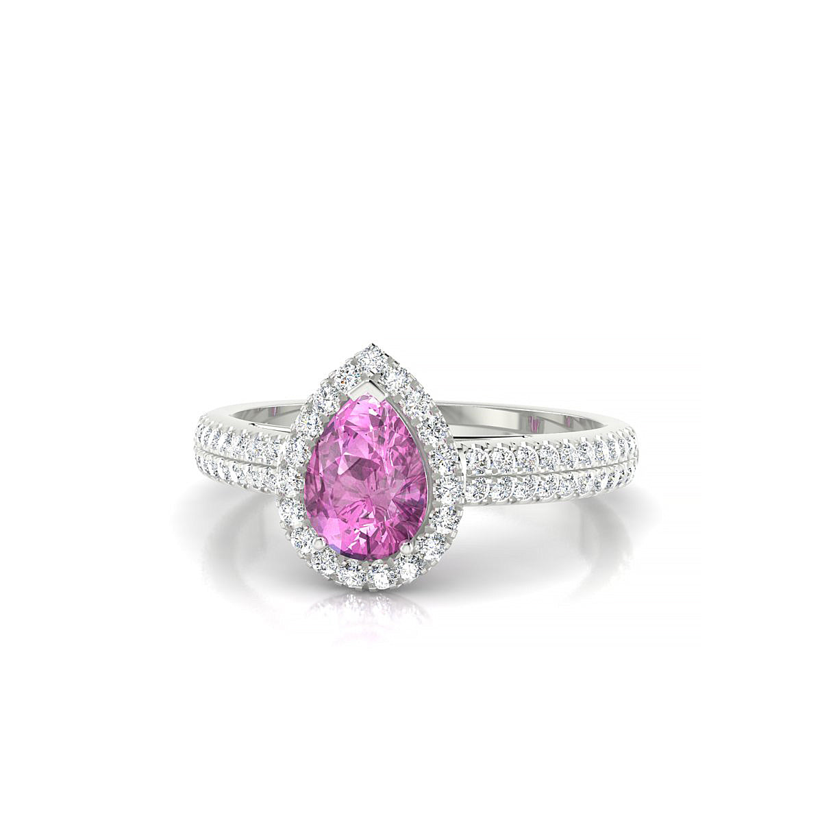Celeste | 18k White Gold 7 x 5 mm Pear Pink Sapphire Ring