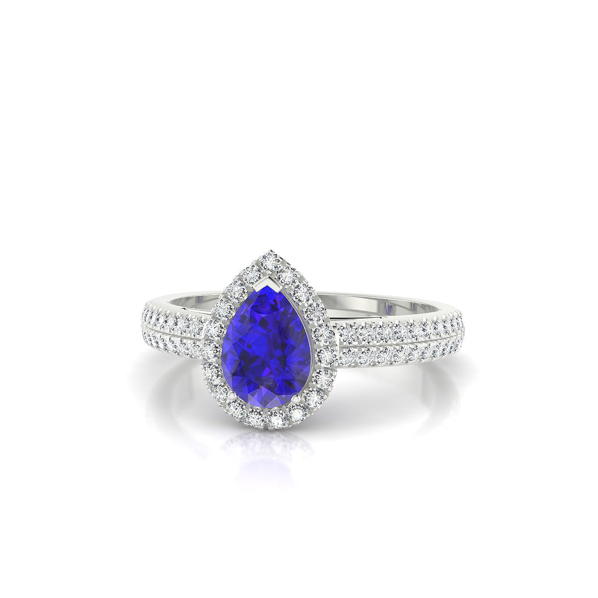 Celeste | 18k White Gold 7 x 5 mm Pear Tanzanite Ring